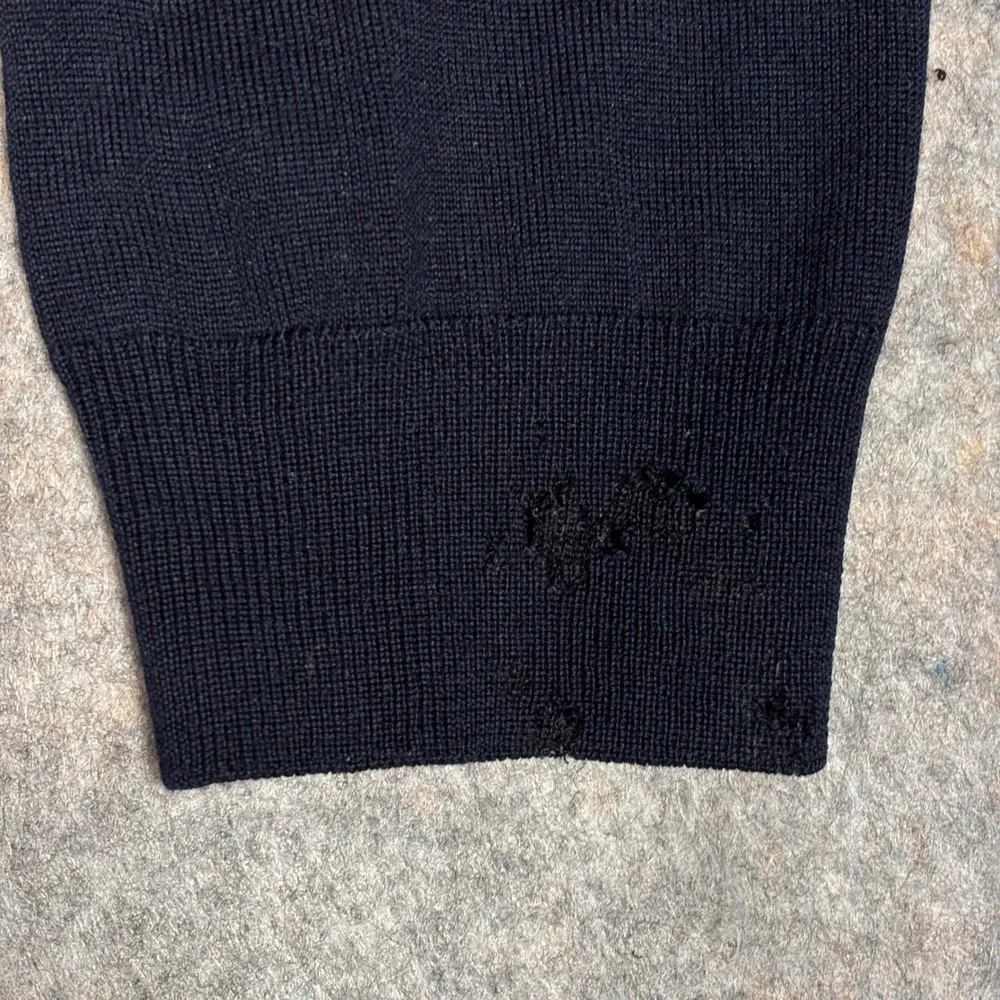 Sandro Paris Merino Wool‎ Cardigan Mens S Navy G0093S DISTRESSED Condition READ